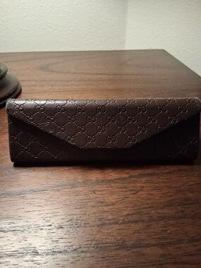 Gucci Brown Embossed Logo Eyewear Case